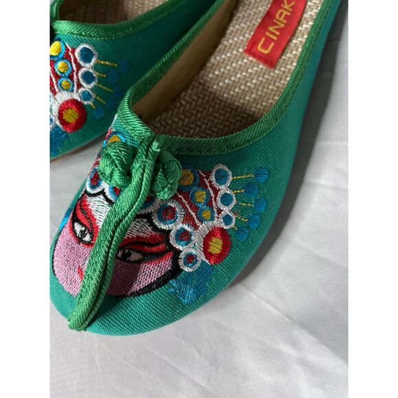 CINAK Women's Embroidered Flats Slippers Backless Slip-on Loafers Size 43 / 10 - Picture 7 of 8